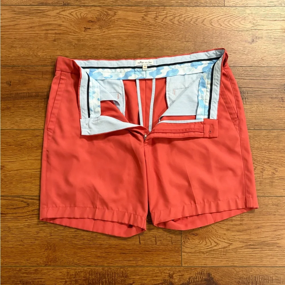 Peter Millar Coral Flat-Front Shorts Waist 36